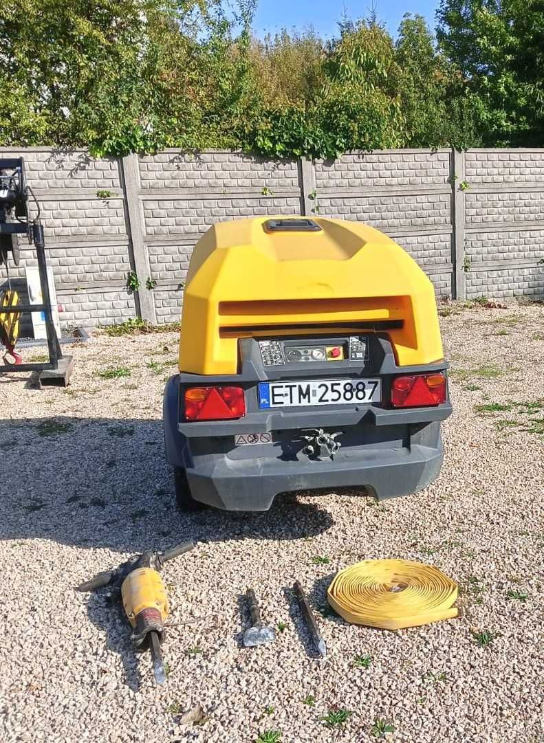 Sprężarka  śrubowa przewoźna ,młot wyburzeniowy Atlas Copco wynajem