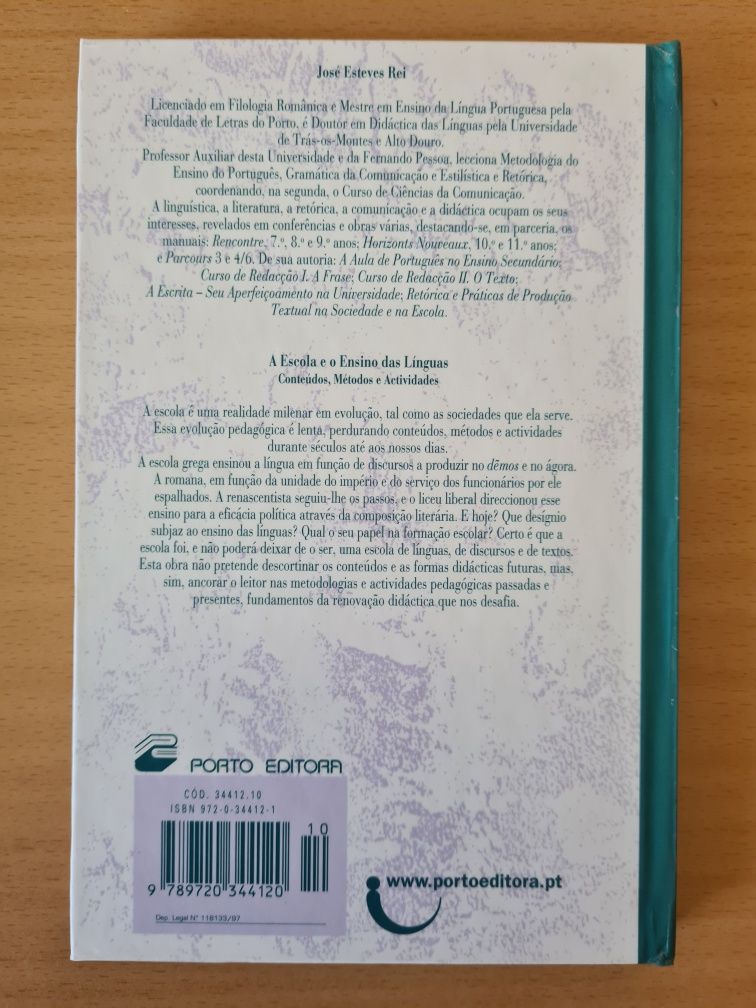 Livro "A Escola e o Ensino das Línguas" de José Esteves Rei