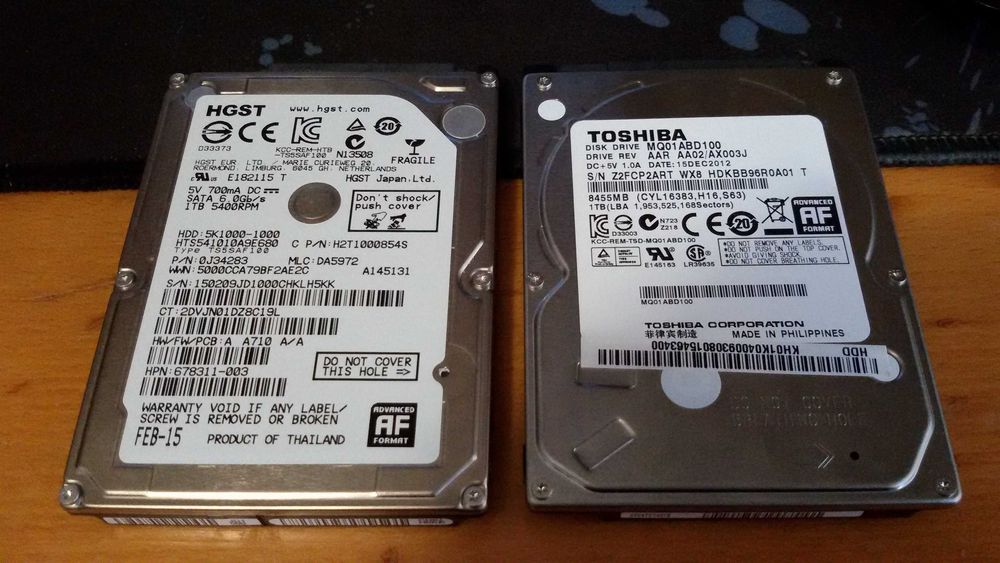 Ноутбучні HDD HGST,Toshiba  /1TB/2.5''/5400rpm
