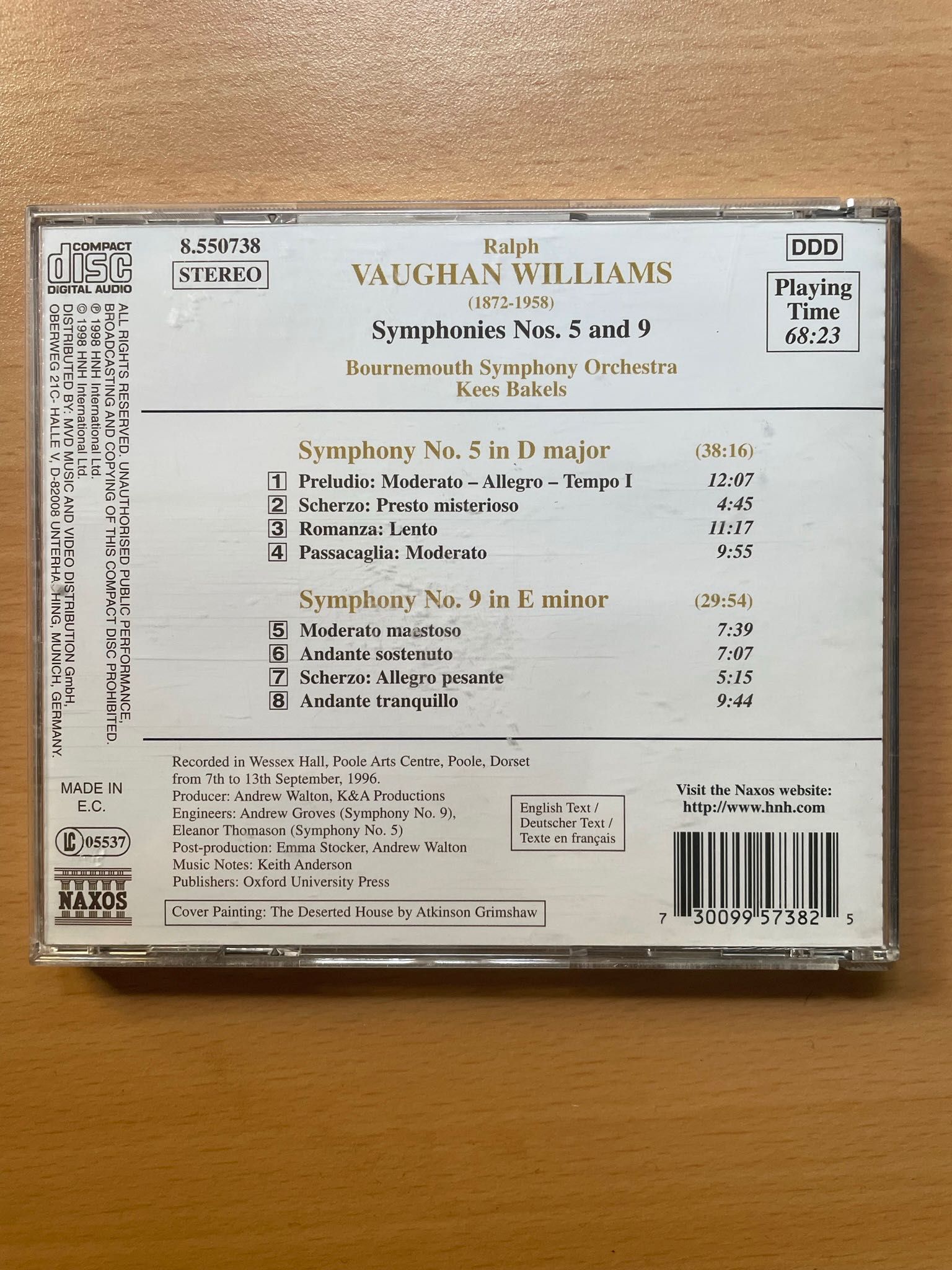 CD Vaughan Williams, BSO, Kees Bakels – Symphonies Nos. 5 And 9
