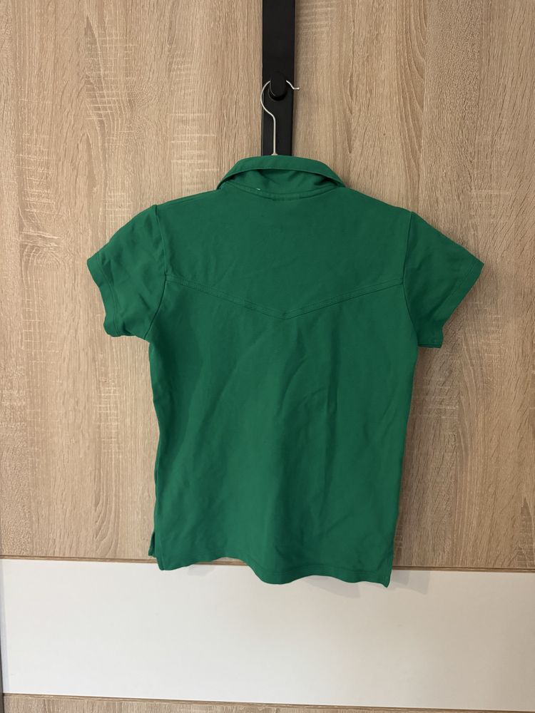 Koszulka Polo Lacoste XS damska zielona logowana vintage pocket