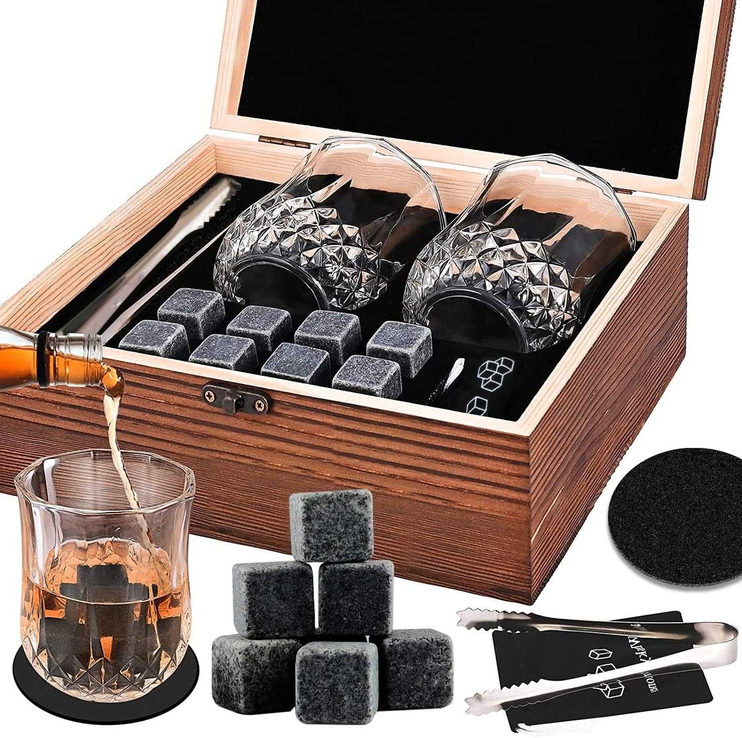 PREZENT na dzień chłopaka SZKLANKI DO WHISKY kostki KUFEREK na prezent