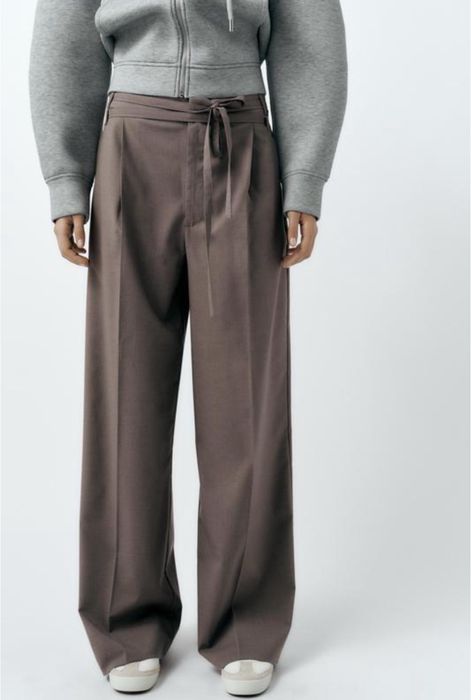 Брюки палаццо zara коричневі