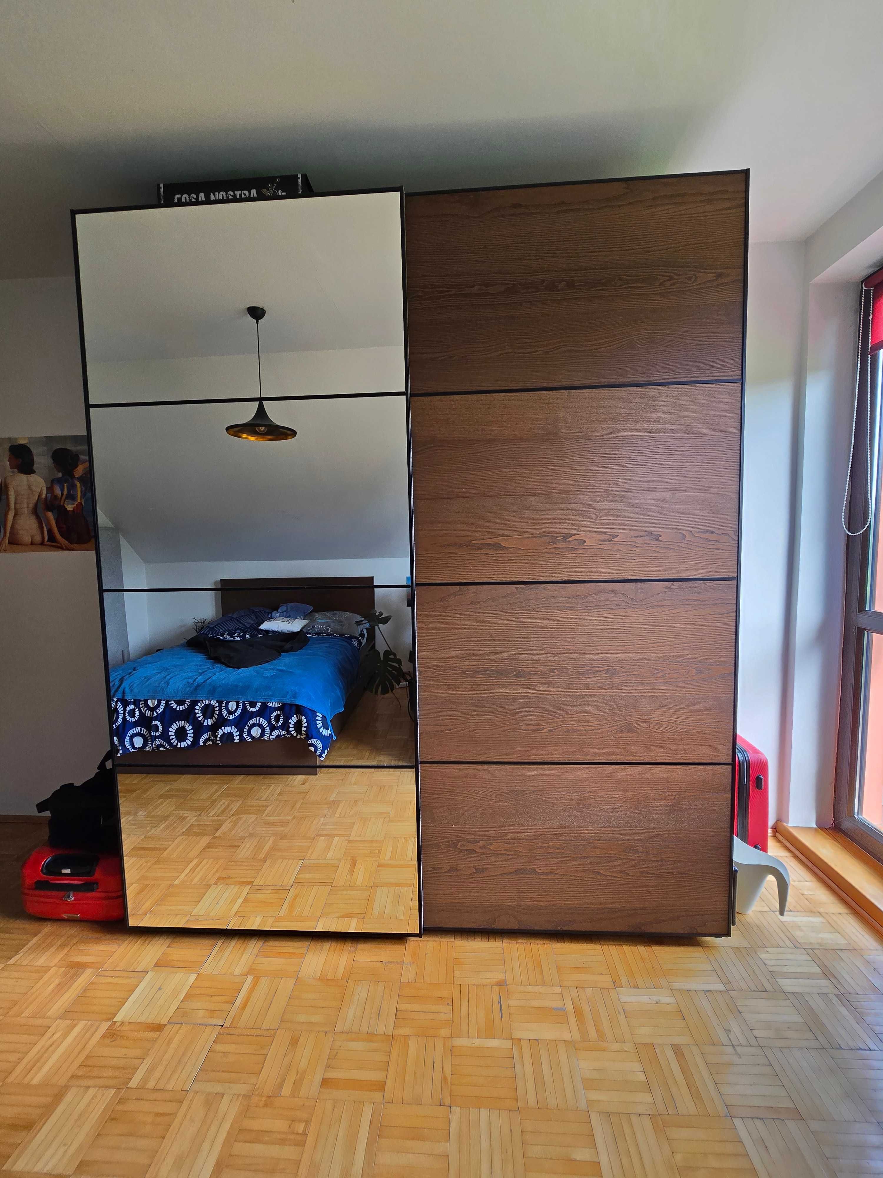 IKEA PAX Drzwi przesuwne 200x236, brązowy/lustro największe AULIMEHAMN