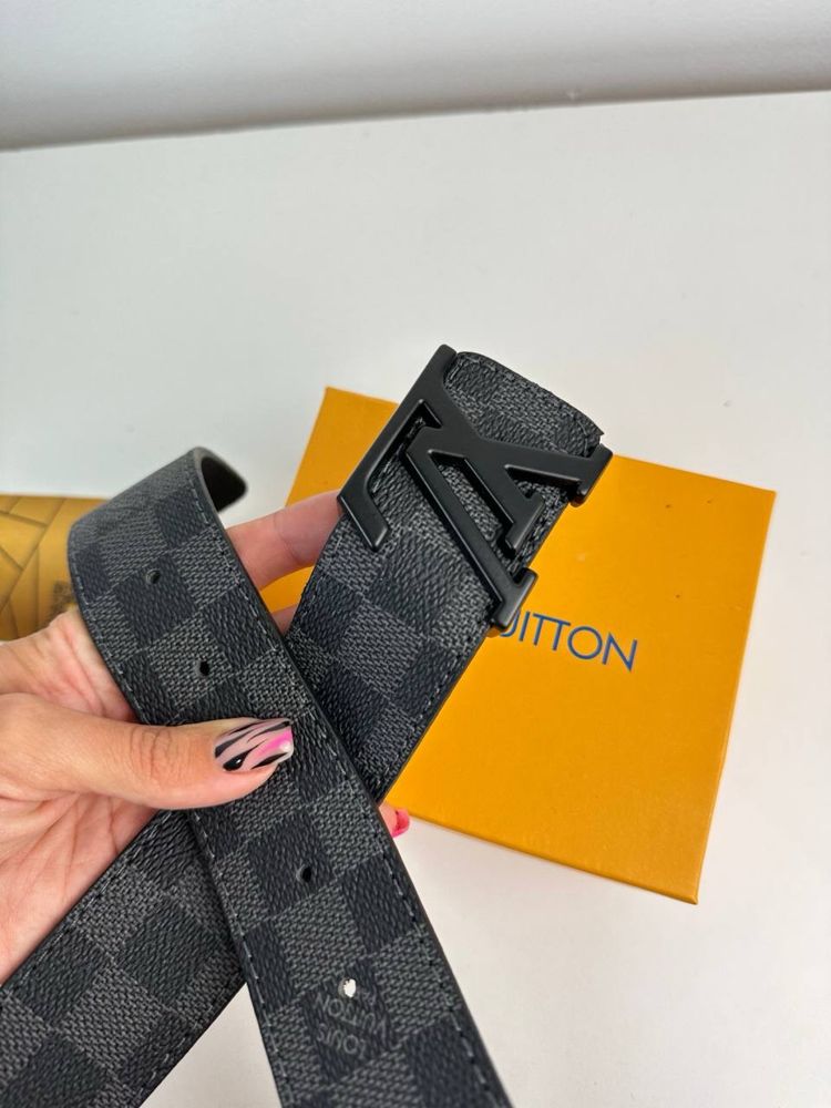 Pasek skórzany czarny Louis Vuitton Damier Graphite skóra naturalna LV