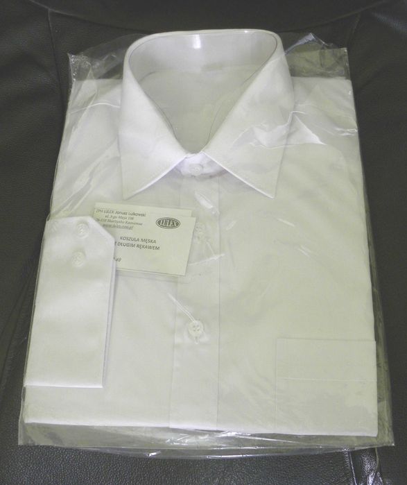 koszula męska wizytowa biała długi rękaw r. 39/40-176/182