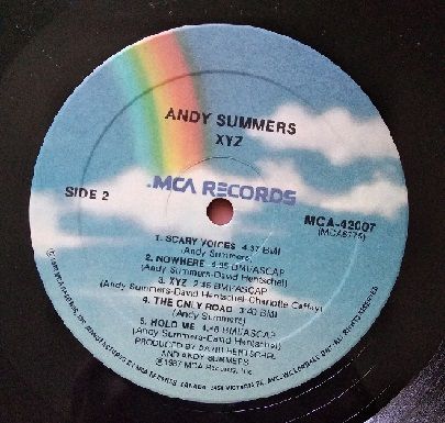 Andy Summers ‎ "XYZ" - 1987 - LP.