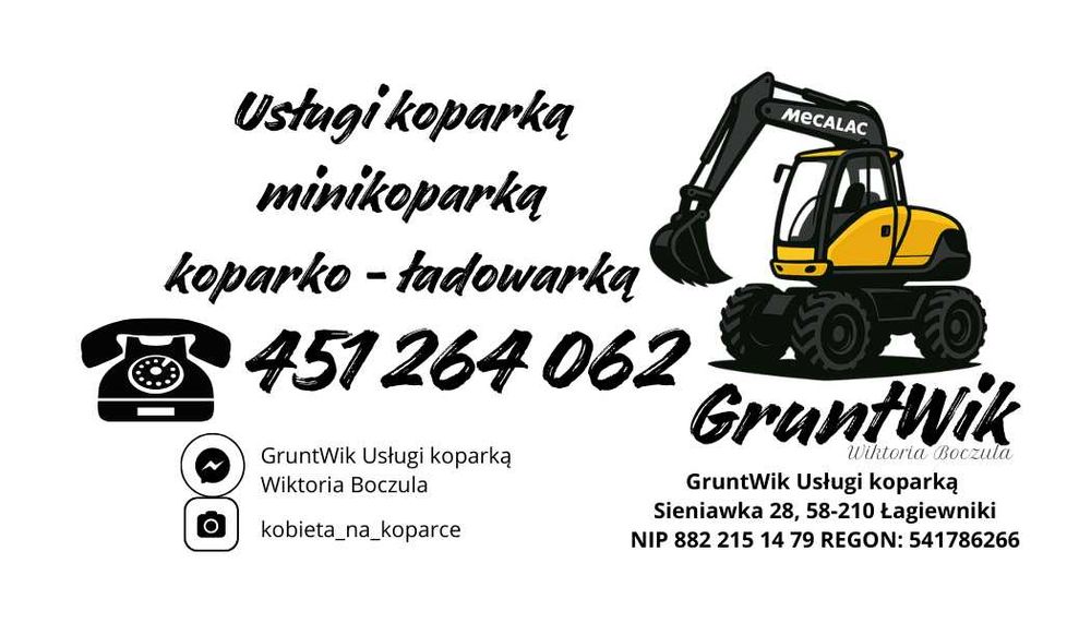 Usługi koparką mecalac 714 MW wykopy rozładunki