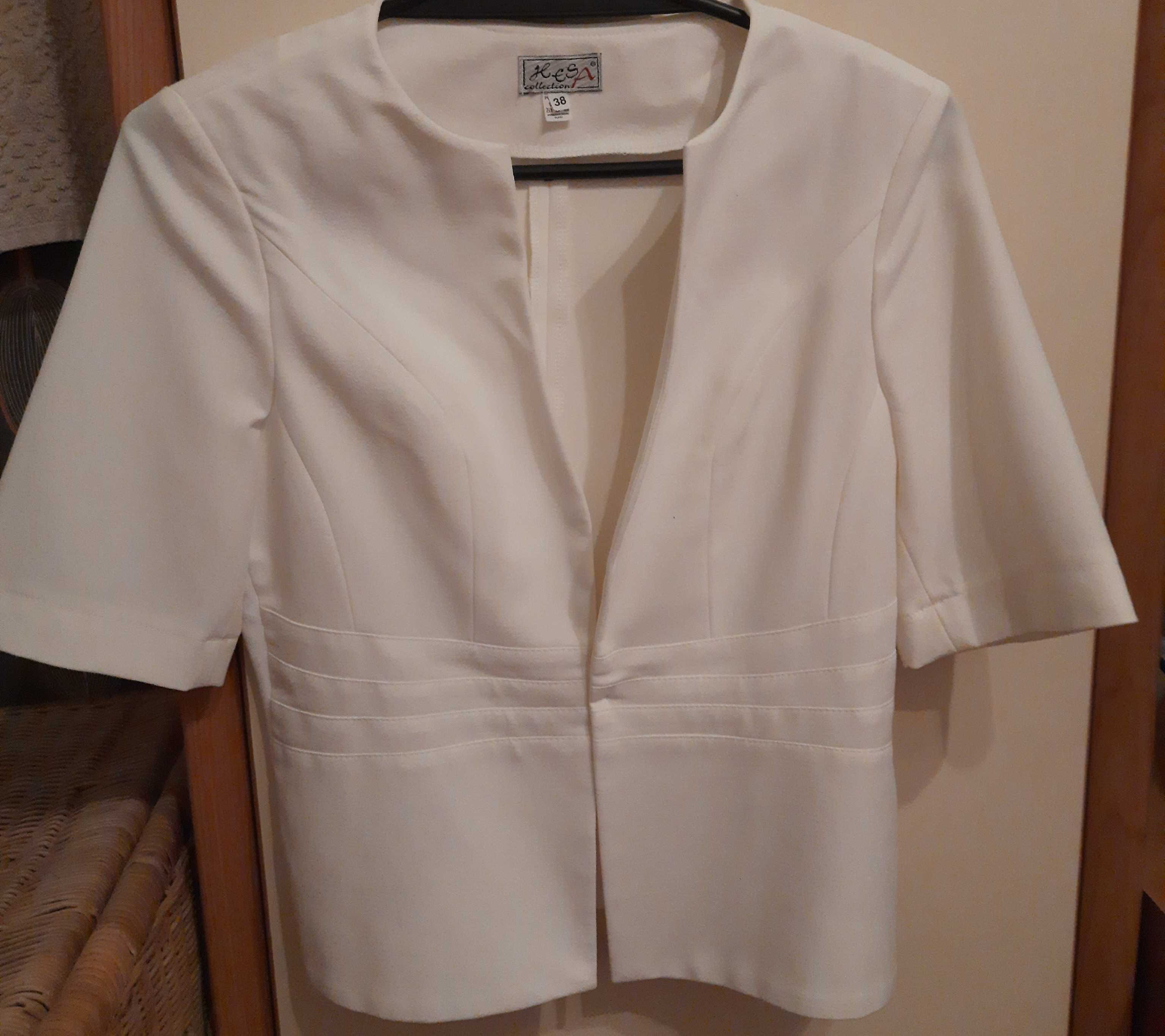 Elegancka biała narzutka r 38, nowa bez metek
