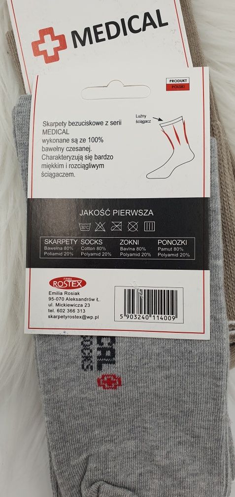 Bezuciskowe skarpetki Medical medyczne bawełniane 44-46