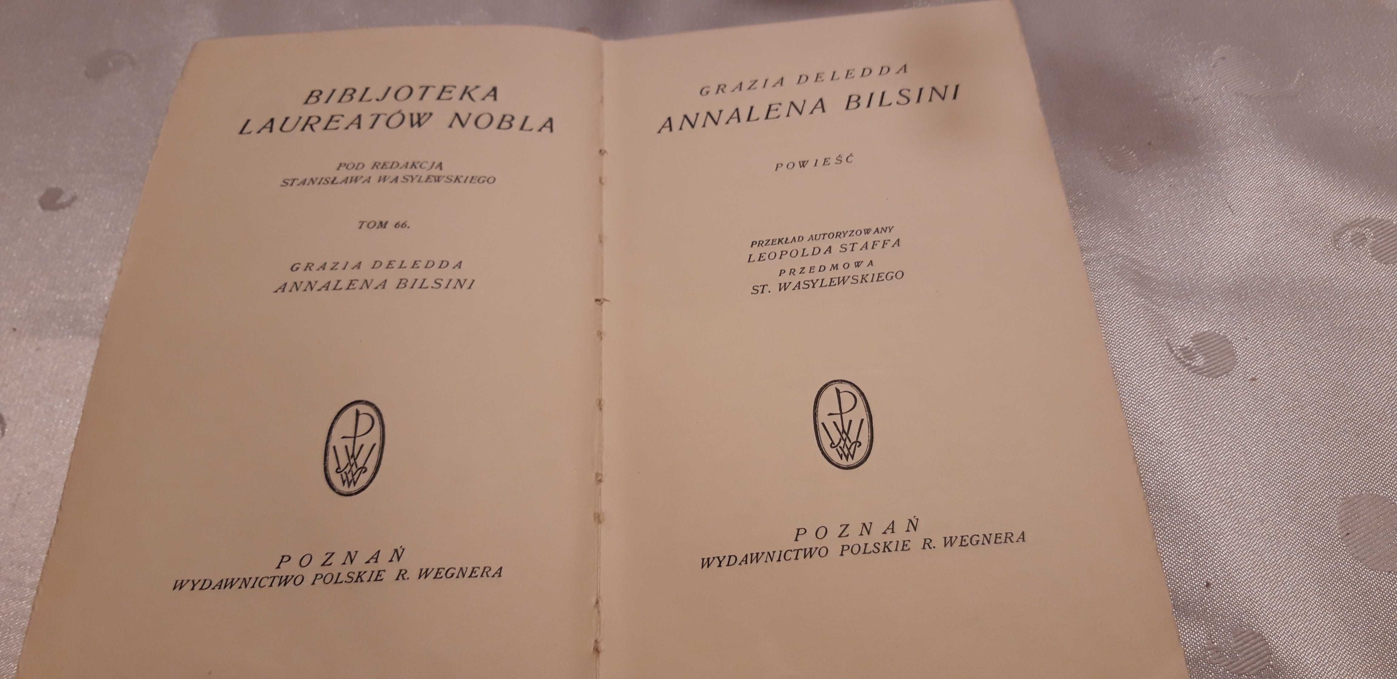Annalena Bilsini-Grazia Deledda-P-ń 1929,opr,Bibl.Laur.Nobla,cudo