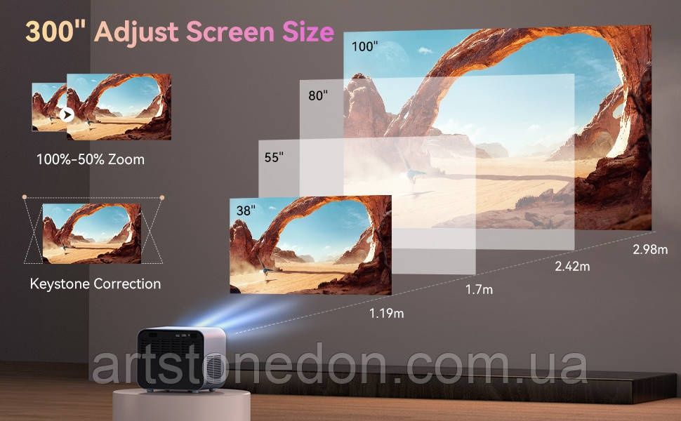 Cупер мультимедійний проектор SUREWHEEL SW30 Full HD 1080P 4K LED