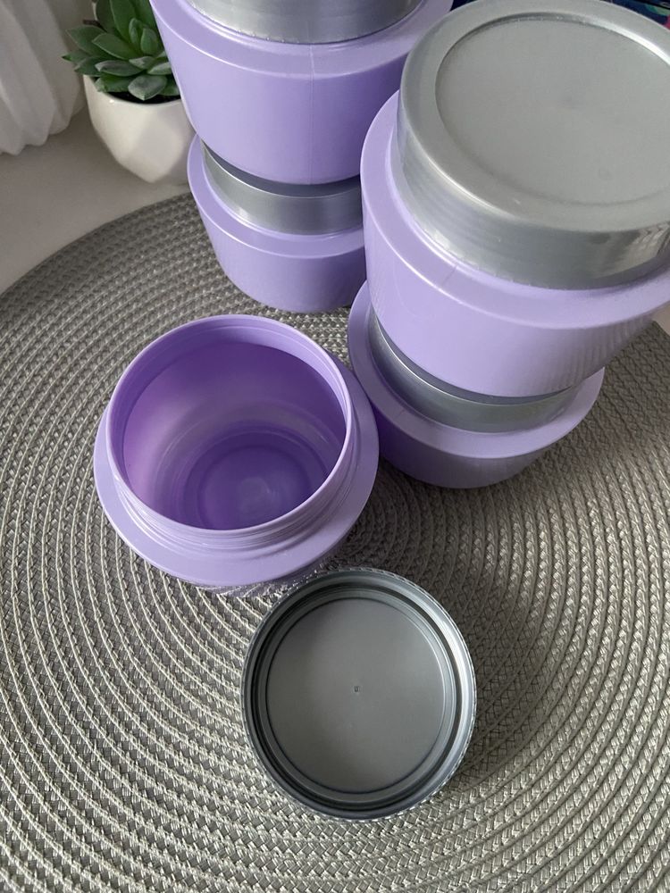Pojemniki plastikowe słoiki 300 ml fioletowe liliowe na przydasie