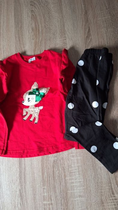 Komplet, zestaw świąteczny ocieplany, czerwony  122