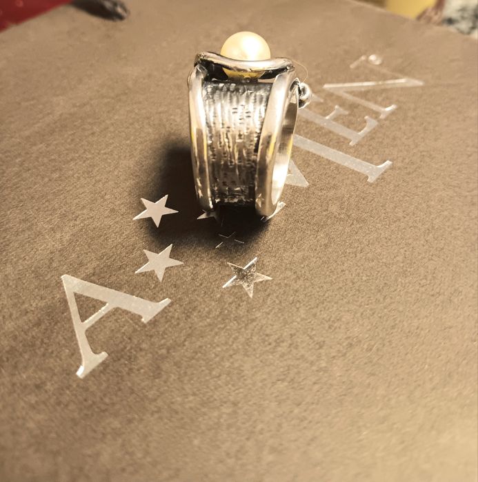 Anel aliança infinito  noivado em prata e pérolas