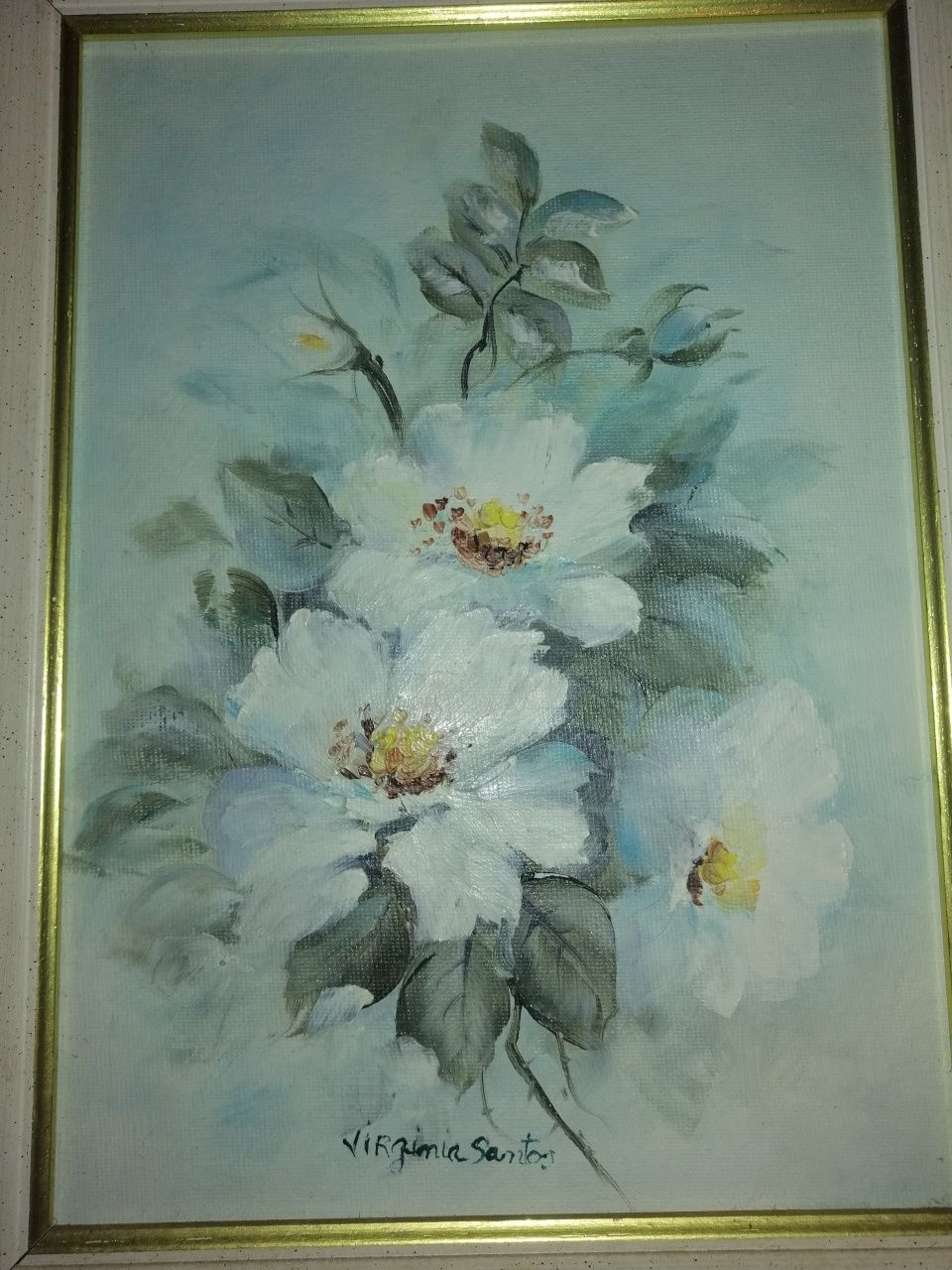 2 Pinturas a óleo (Flores) de Virginia Santos