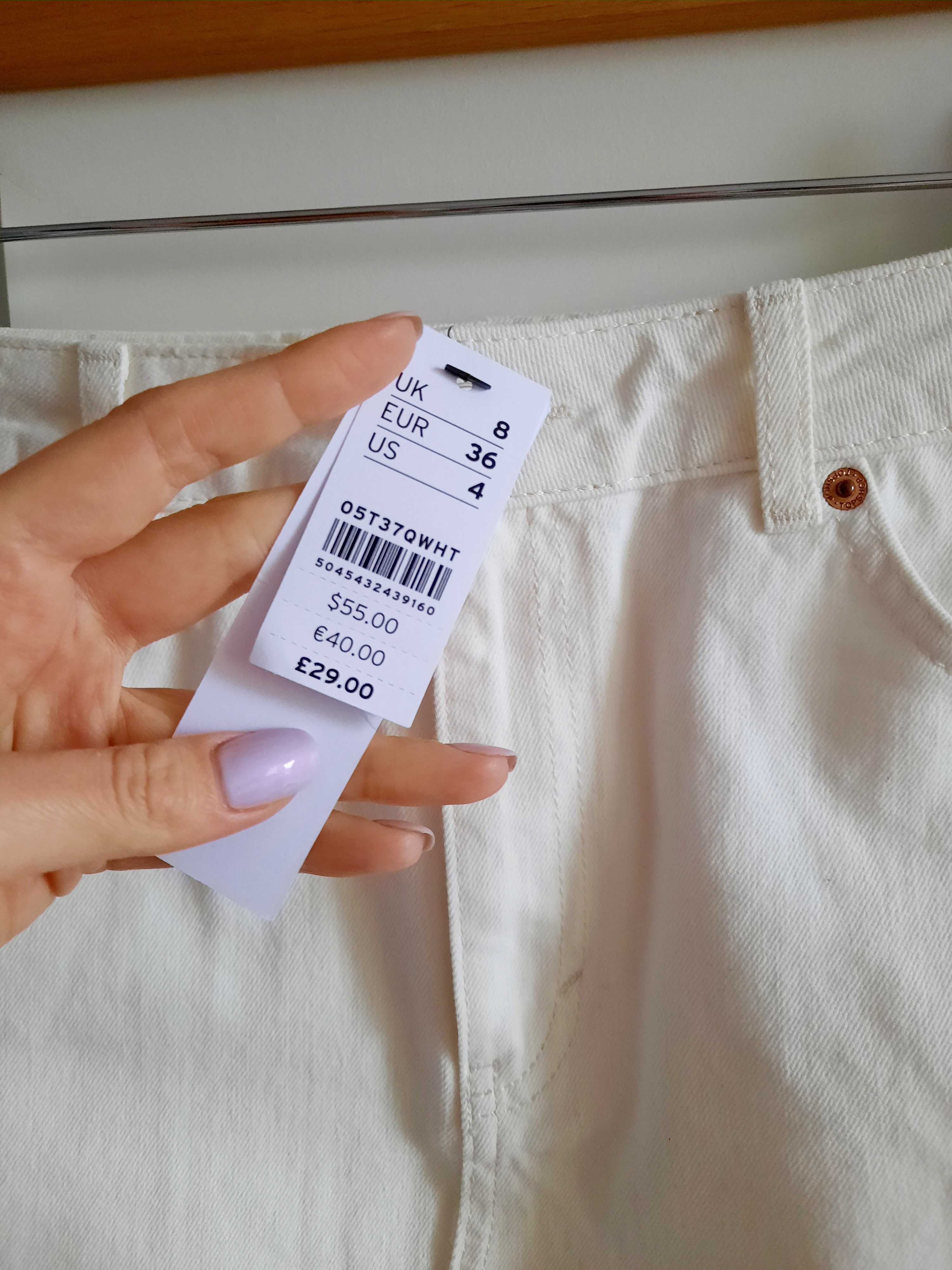 Topshop kremowa jeansowa spódnica spódniczka ivory ecru mini S 36