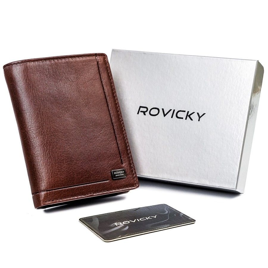 skórzany portfel męski z ochroną rfid - rovicky