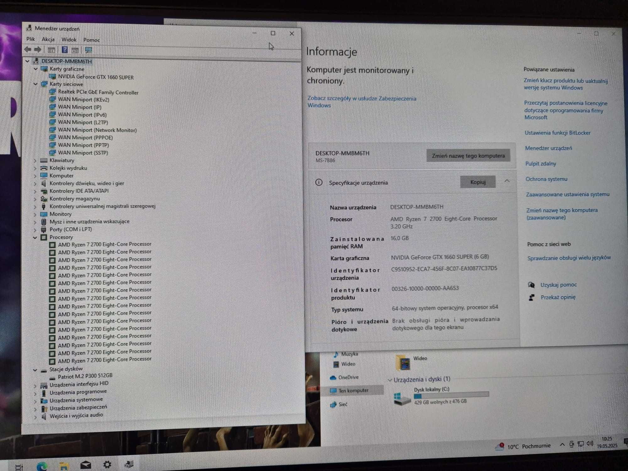 Zestaw Komputer do gier ryzen 7 monitor 27 cali klawiatura myszka