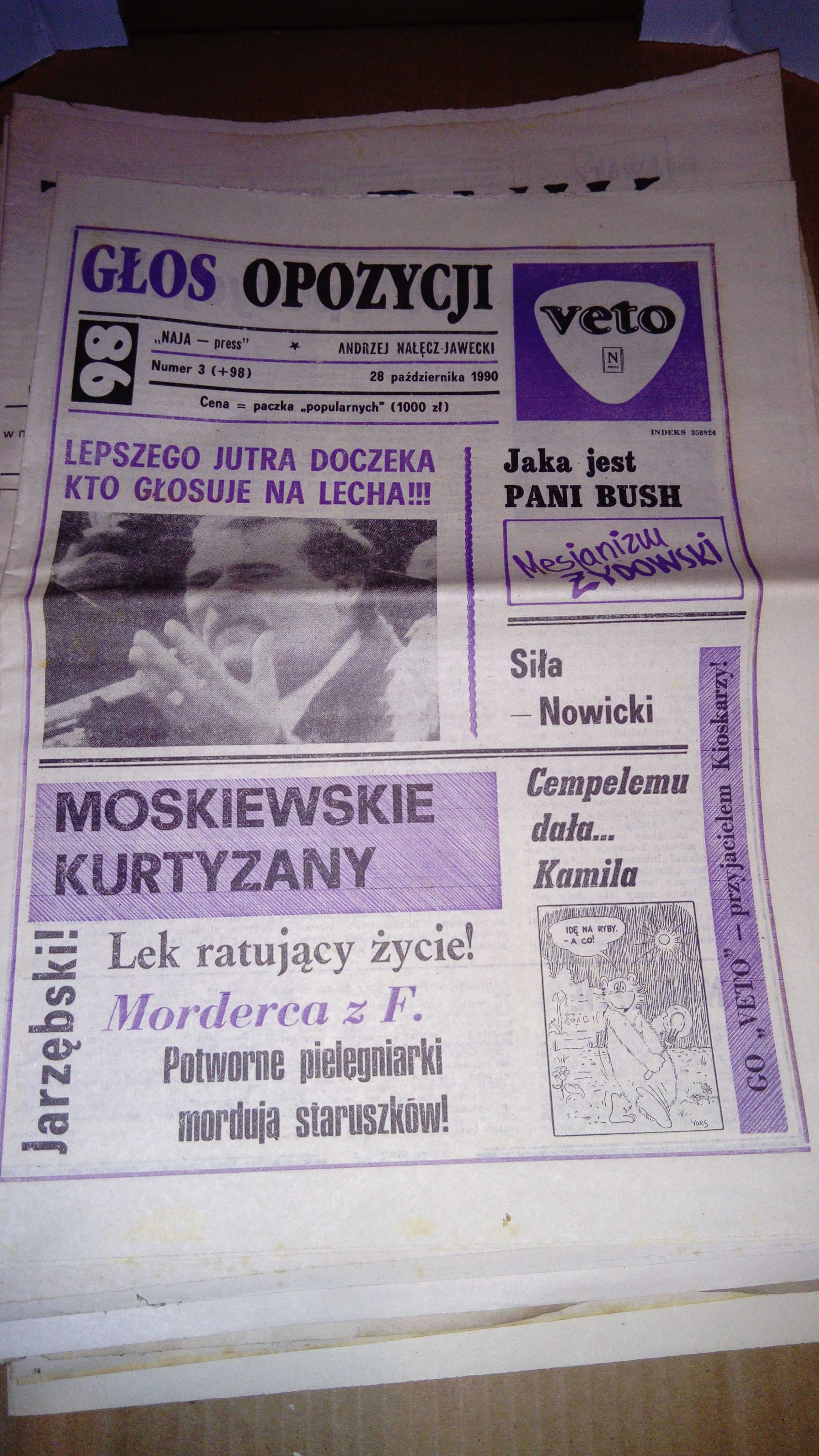 Gazety z 1990 roku..