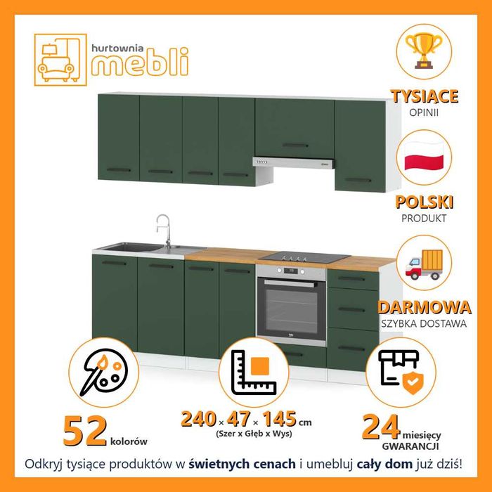 Kuchnia Modułowa Mokka Plus 2.4m Nowoczesny Zestaw Kuchenny Pojemny