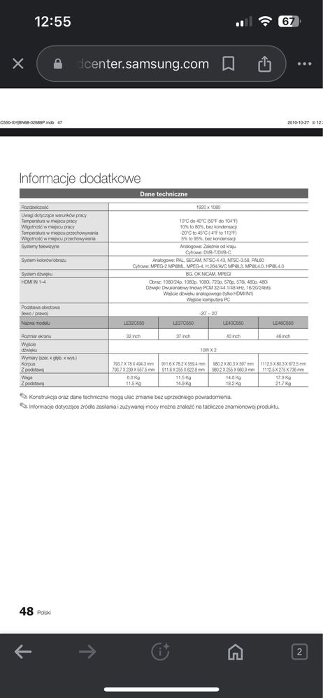 Telewizor Samsung LE37C550