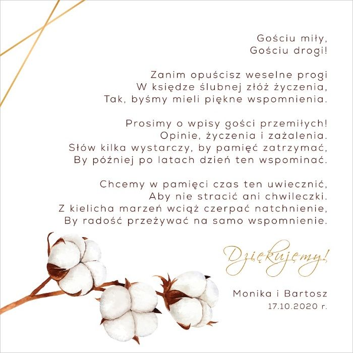 Księga gości z motywem bawełny