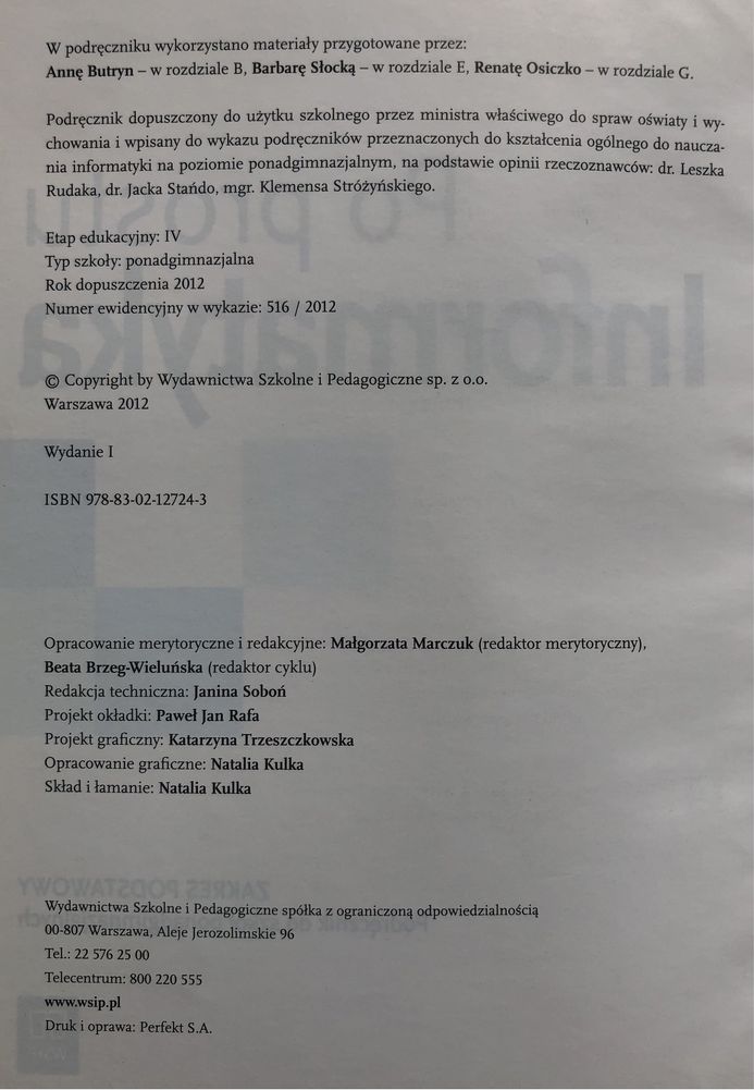 Po prostu informatyka. Szkoły ponadgimnazjalne zakres podstawowy. WSiP