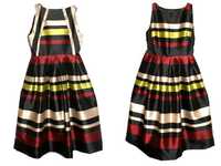 NEXT folk paski vintage sukienka wizytowa plisy 40