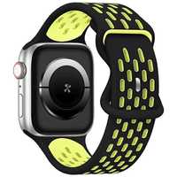 Pasek Silicone Sport do Apple Watch - Czarno-Żółty, New Sport Silicone