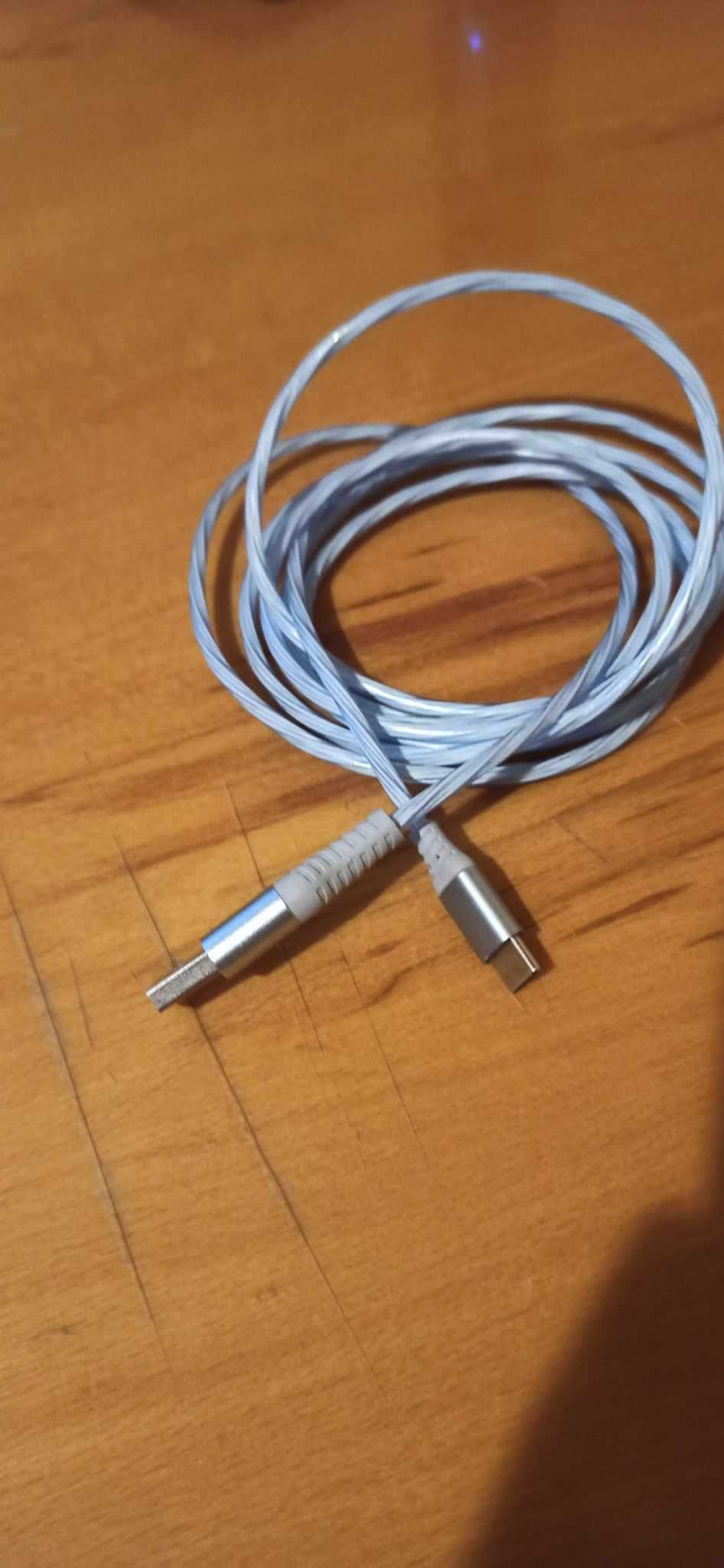 Кабель USB Type C для быстрой зарядки 2 метра светящийся