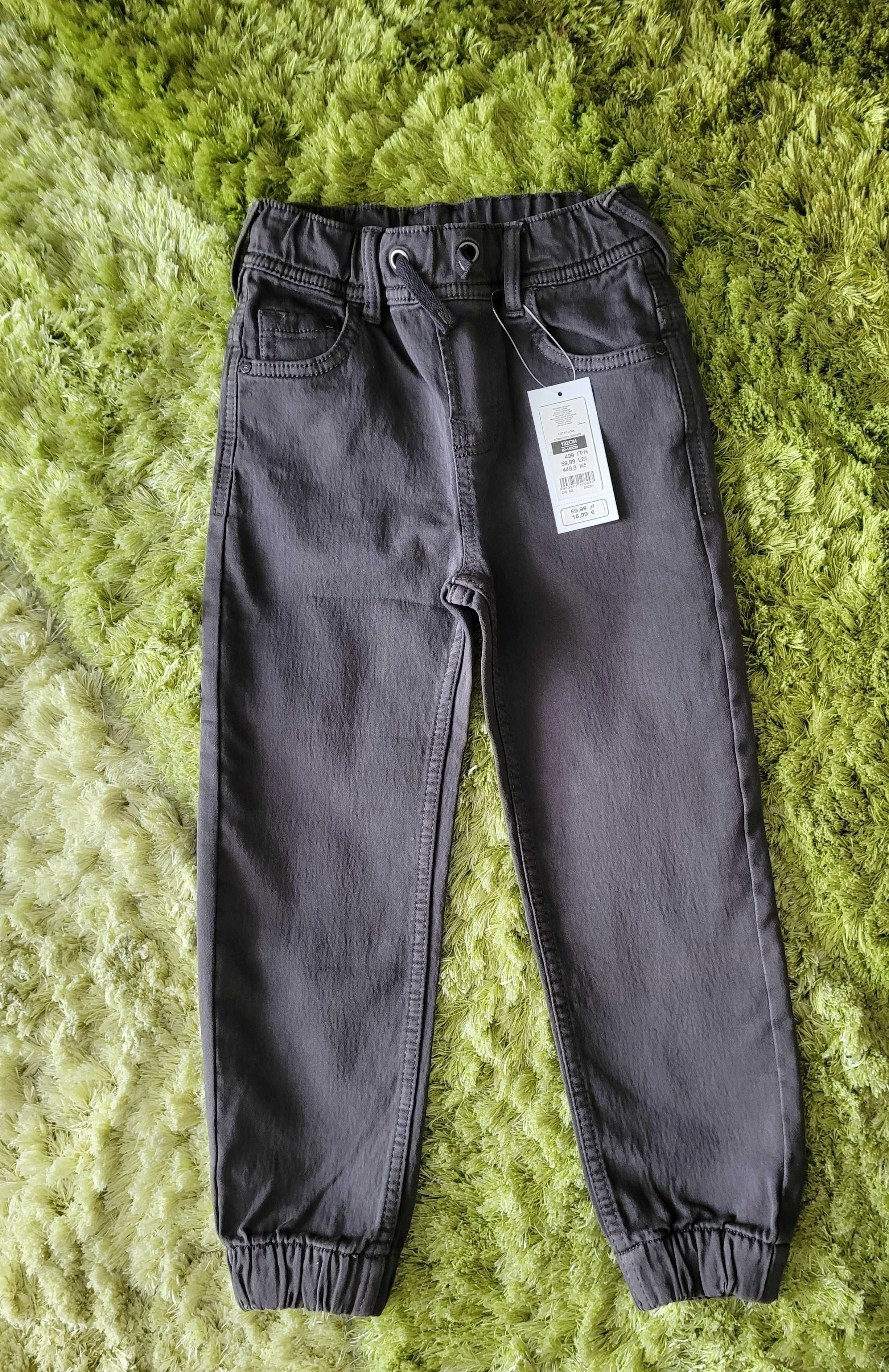 Spodnie jeansowe  dla chłopca, joggery ciemnoszare, rozmiar 122, nowe