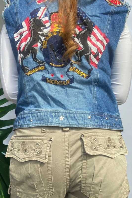 Morgan de toi vintage kamizelka jeansowa handmade custom r L
