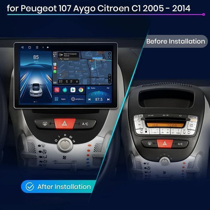 Radio Android X7 MAX 2GB do Peugeot 107, Aygo, C1 - 2GB, 32GB
