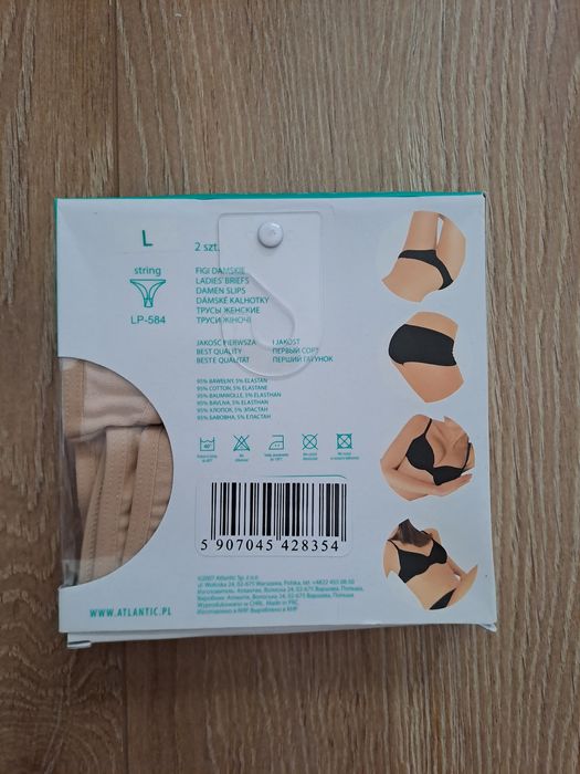 Stringi damskie Atlantic, rozmiar L, 2PACK, kolor beżowy