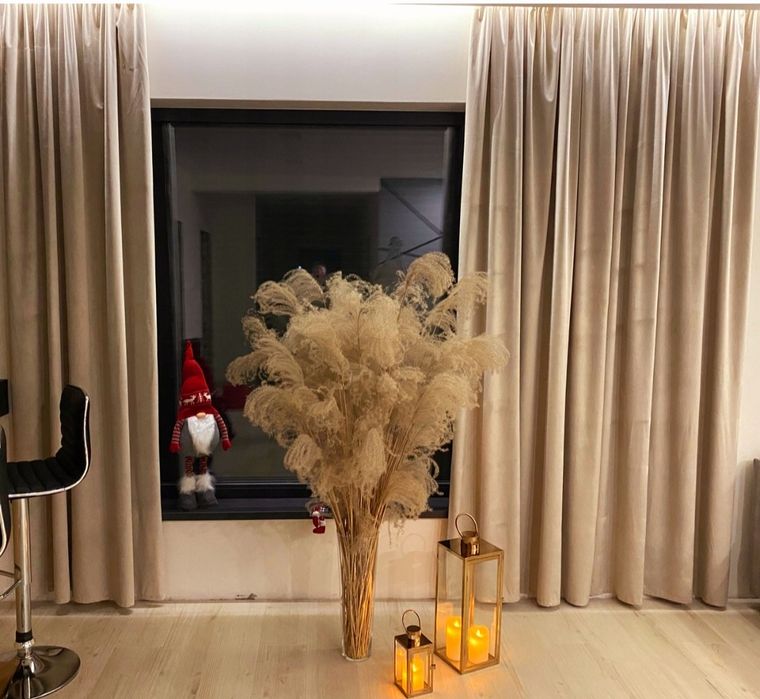 Zasłona PREMIUM Beżowa Welurowa Szampan