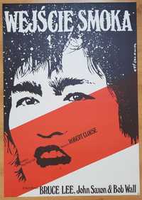 WEJŚCIE SMOKA, plakat filmowy z 1981 Erol, plakat PRL, Bruce Lee