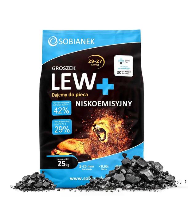 EkogroszekWęgielgroszek Sobianek Lew Plus 29 MJ/kg certyfikat premium