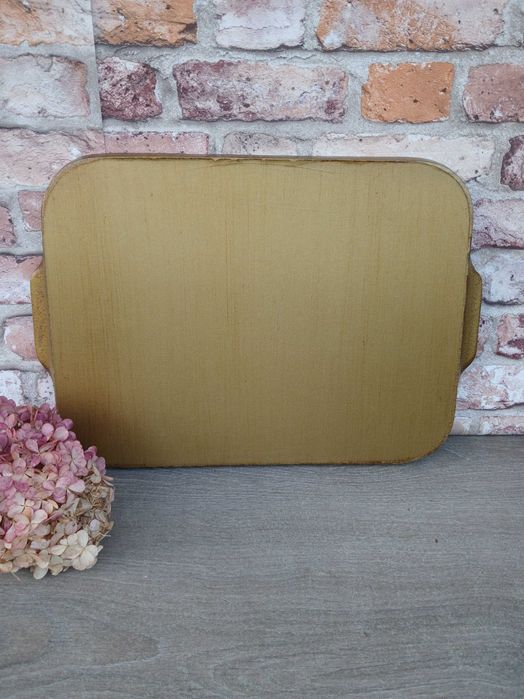 Dekoracja drewniana taca motyw roślinny 40x30cm