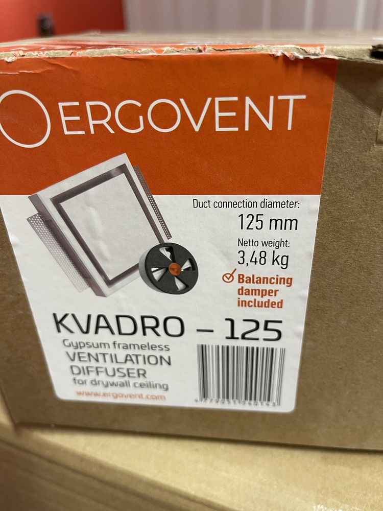 Nowy anemostas Ergovent Kvadro 125 mm