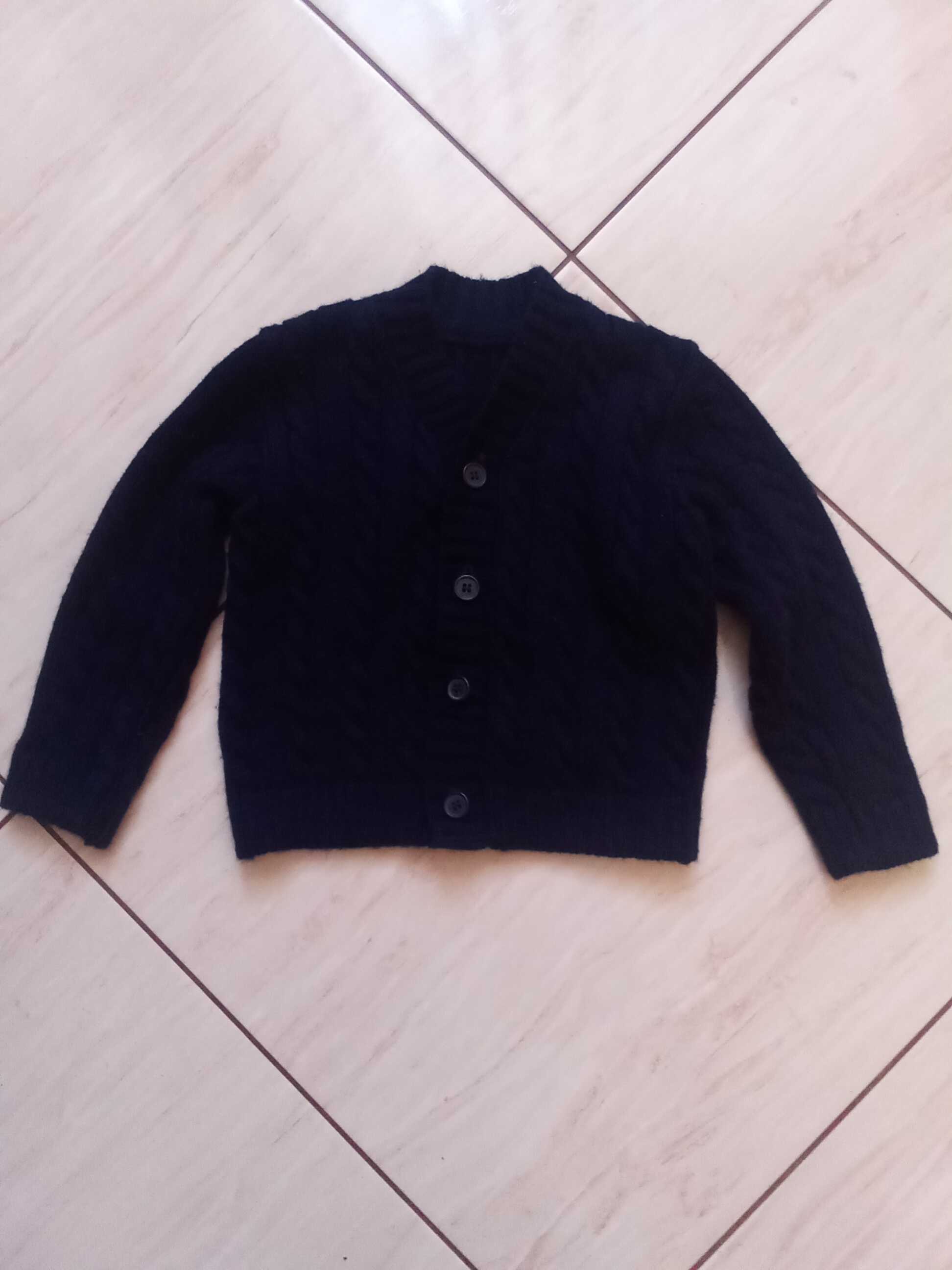Sweter granatowy elegancki strój galowy chłopiec rozmiar 92 na guziki