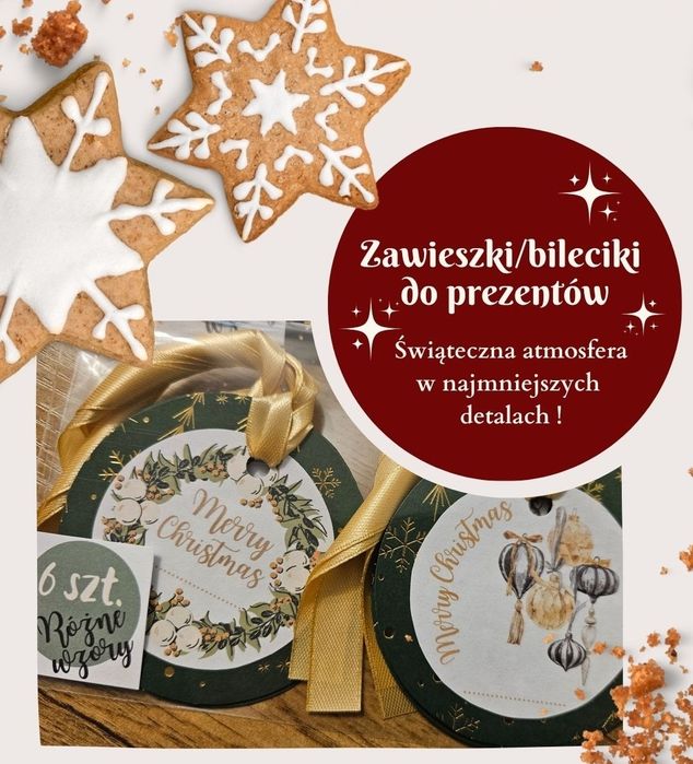 Świąteczne zawieszki, bileciki, karneciki bożonarodzeniowe