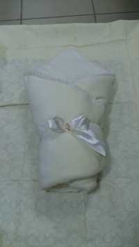 Велюровый конверт-одеяло с синтепоном на махре для выписки из роддома