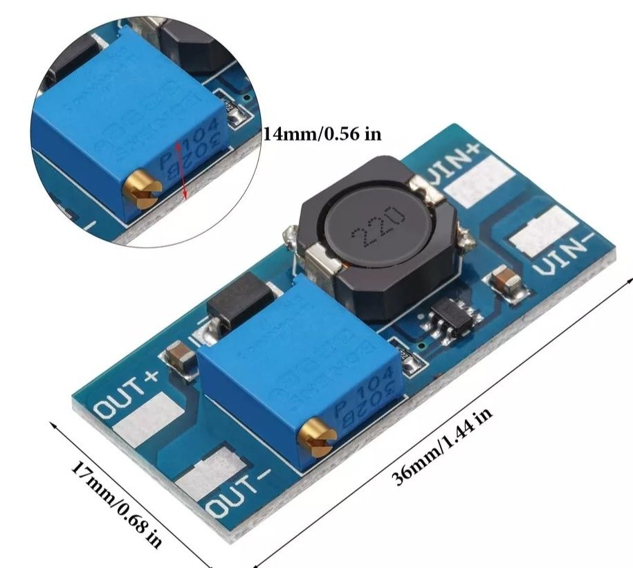 MT3608 Підвищуючий регульований DC-DC модуль