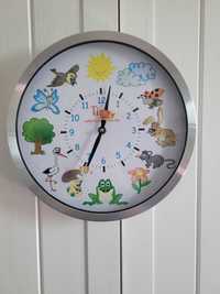 Zegar ścienny  z obrazkami do pokoju dla dzieci 2 latka nauka czasu