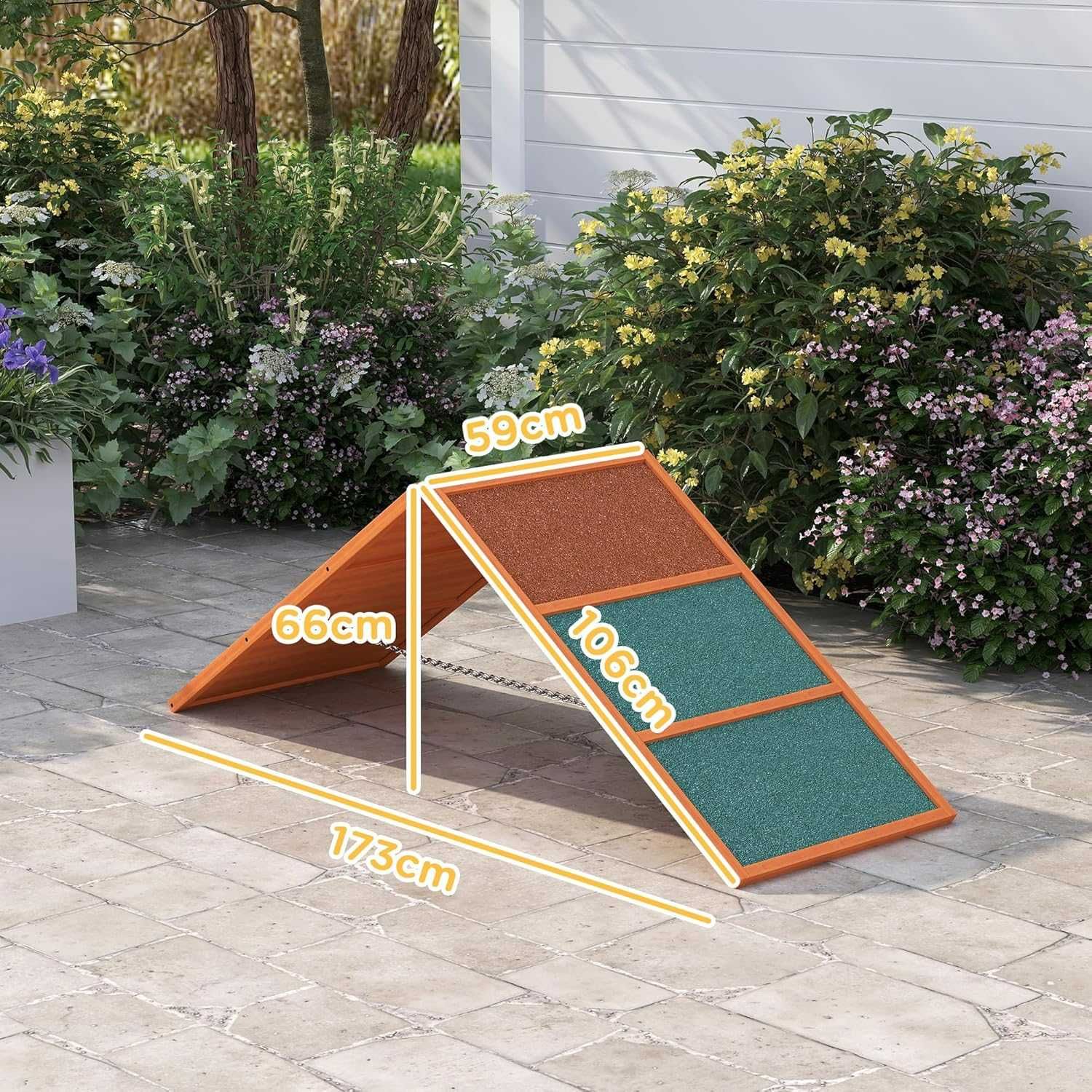 Rampa agility PawHut dla psa, składana, regulowana, 173×59×66 cm