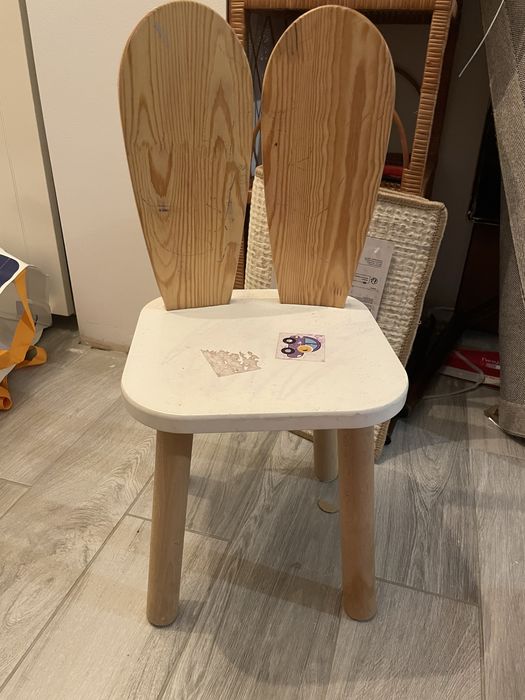 Krzesełko dziecięce króliczek drewniane