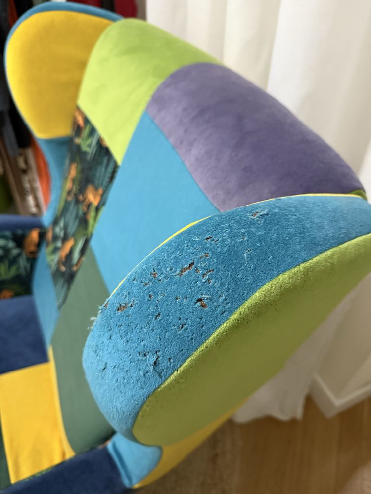 Fotel uszak patchwork
