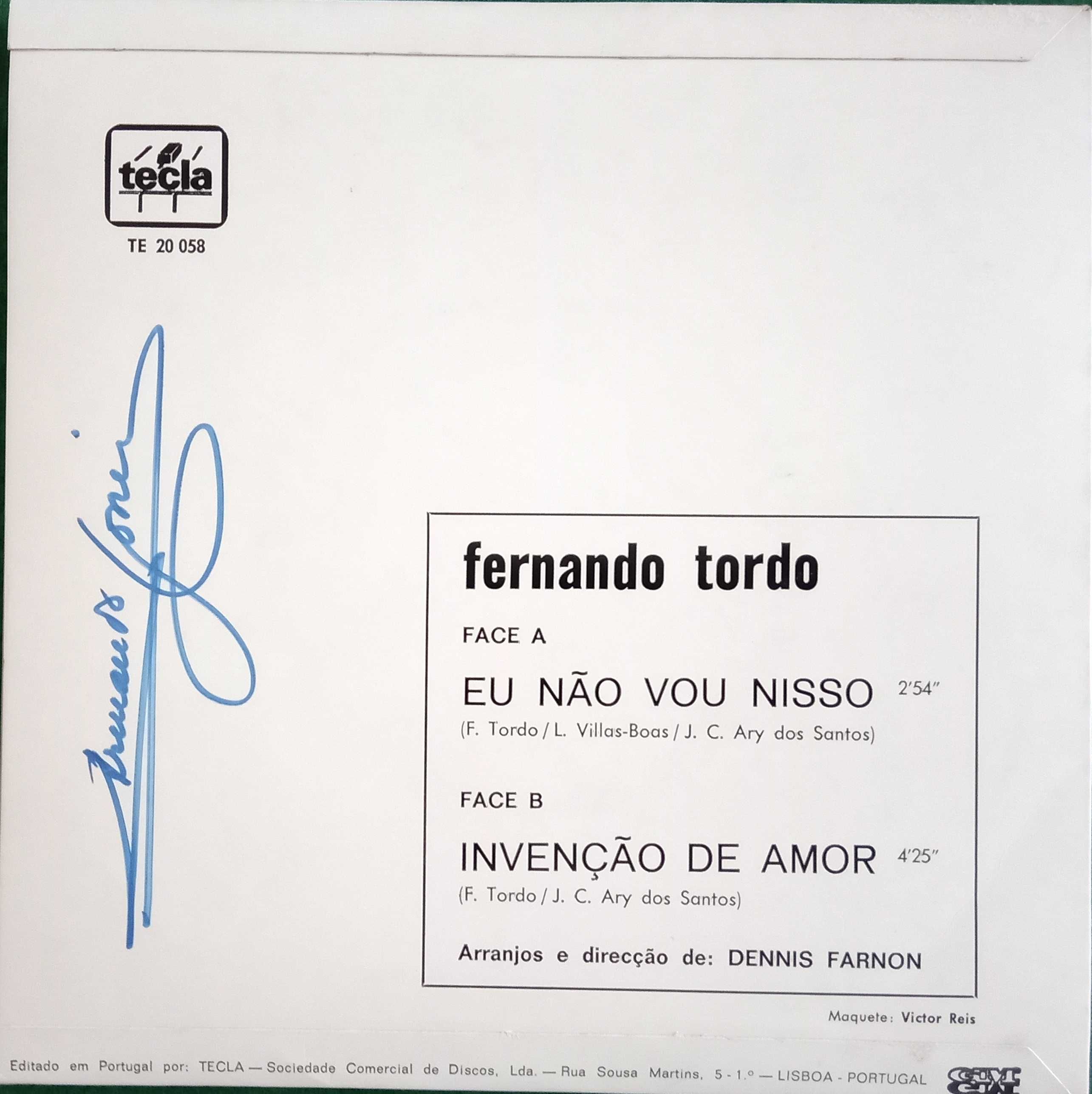 Fernando Tordo	- - - - -	Eu Não Vou Nisso	- - - - -	Single