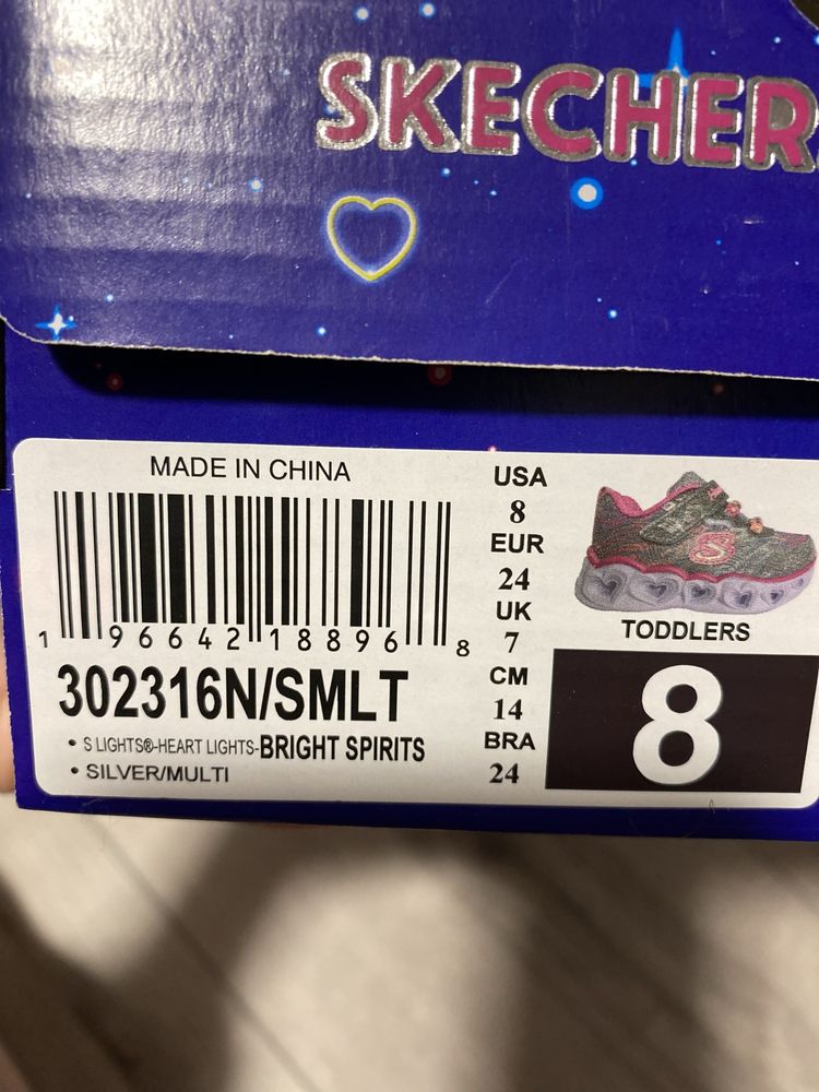 Кросівки для дівчаток Skechers 24 розмір 14 см